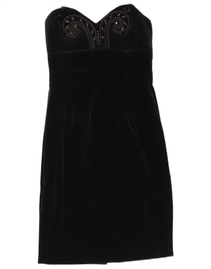 MAX MARA Womens Pianoforte Velvet Strapless Dress IT 40 Small Black Cotton