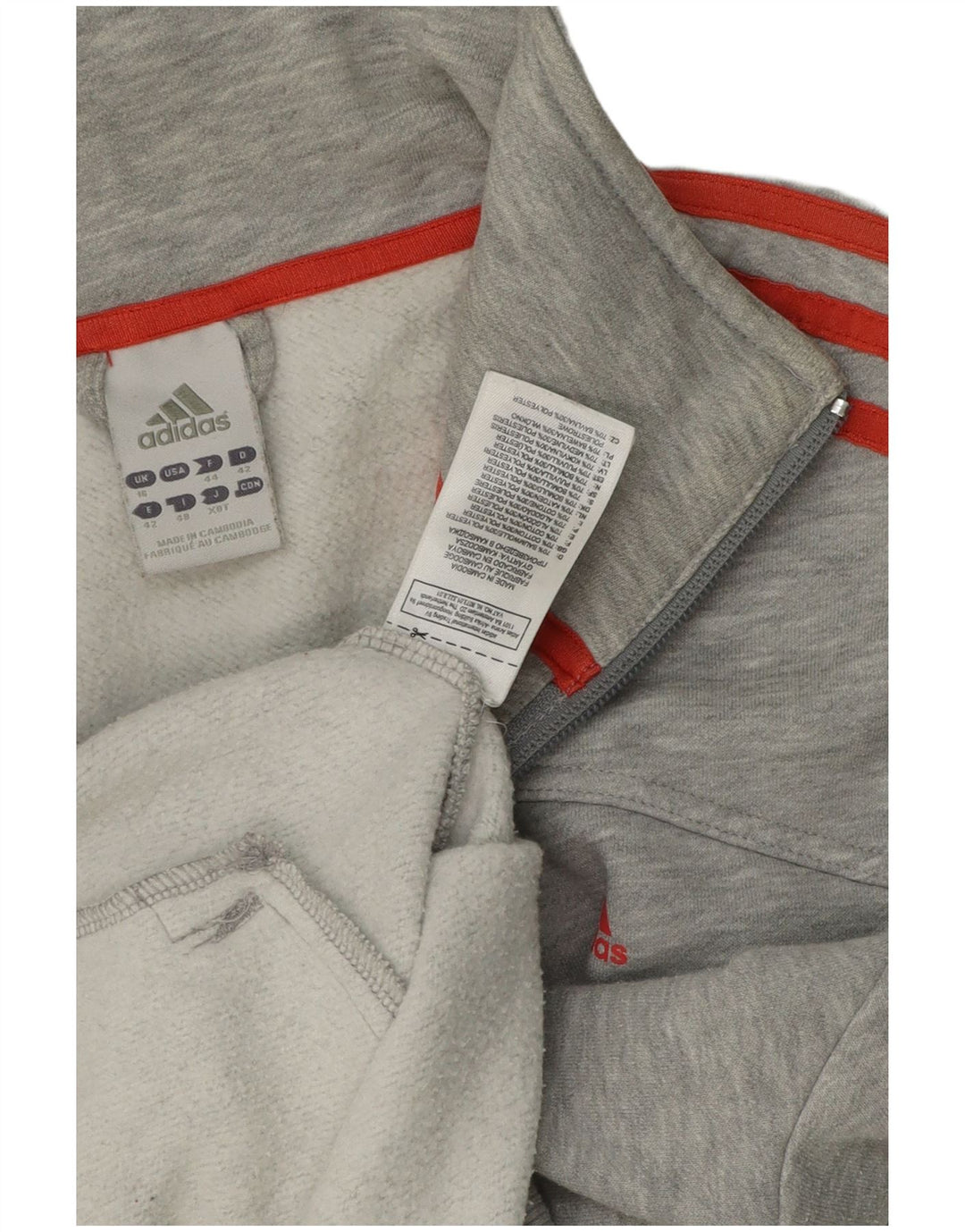 Adidas Womens Graphic Tracksuit Top Jacket UK 16 Large Grey Cotton