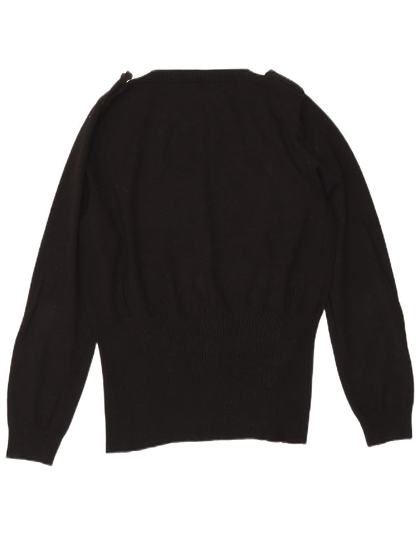 MARELLA Womens Military V-Neck Jumper Sweater UK 20 2XL Black Viscose