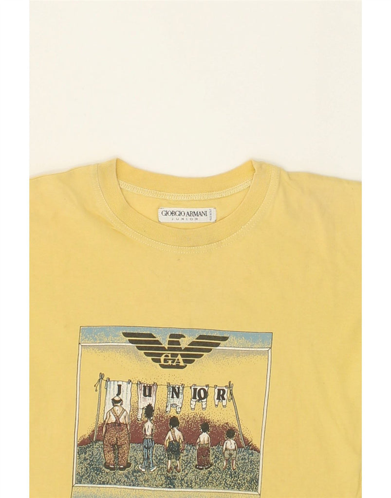 GIORGIO ARMANI Boys Graphic T-Shirt Top 8-9 Years Yellow Cotton | Vintage Giorgio Armani | Thrift | Second-Hand Giorgio Armani | Used Clothing | Messina Hembry 