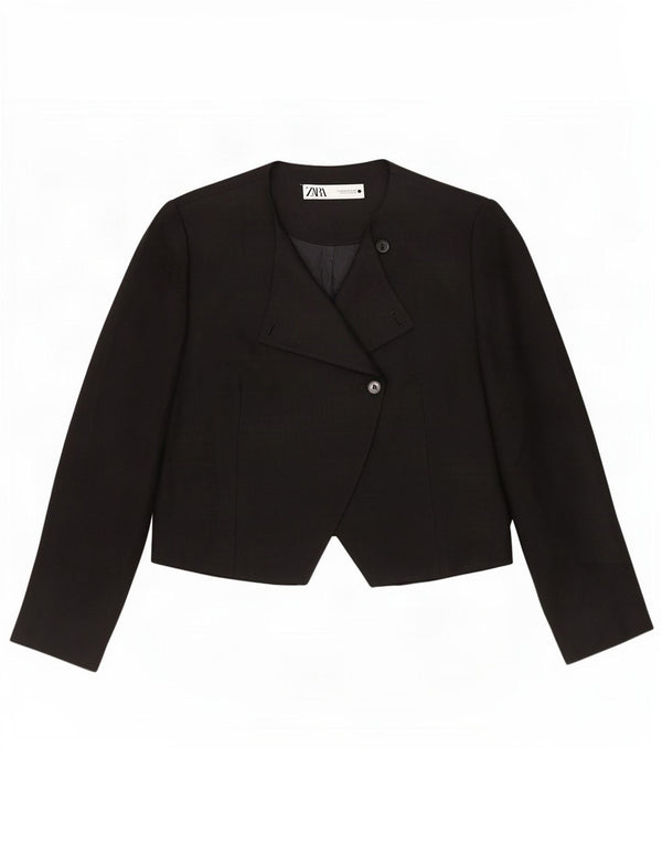 Zara Womens 1 Button Blazer Jacket UK 18 XL Black Viscose