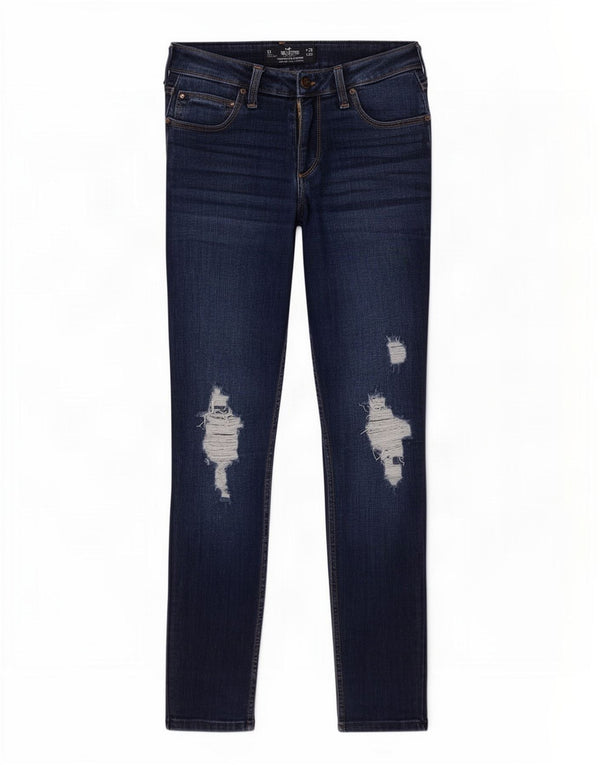 Hollister Womens Distressed Skinny Jeans US 9 Medium W29 L26 Blue Cotton