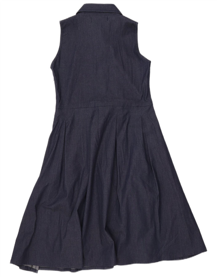 VINTAGE Womens Sleeveless Denim Dress UK 12 Medium Navy Blue
