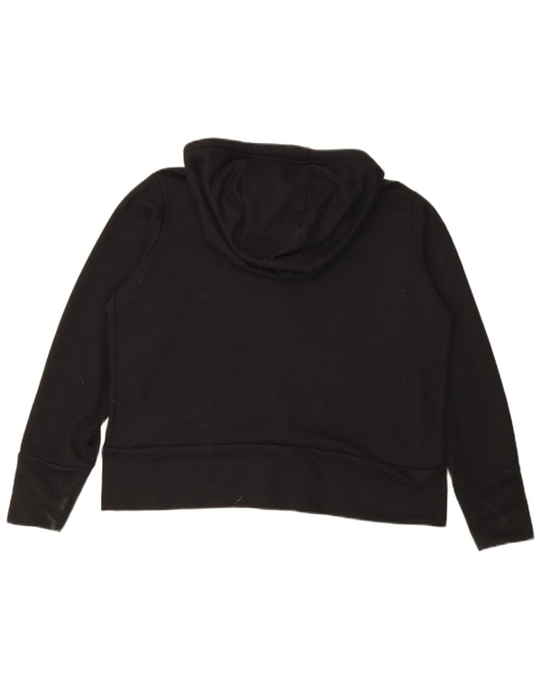 Nike Womens Dri Fit Zip Hoodie Sweater UK 16 Large Black Polyester