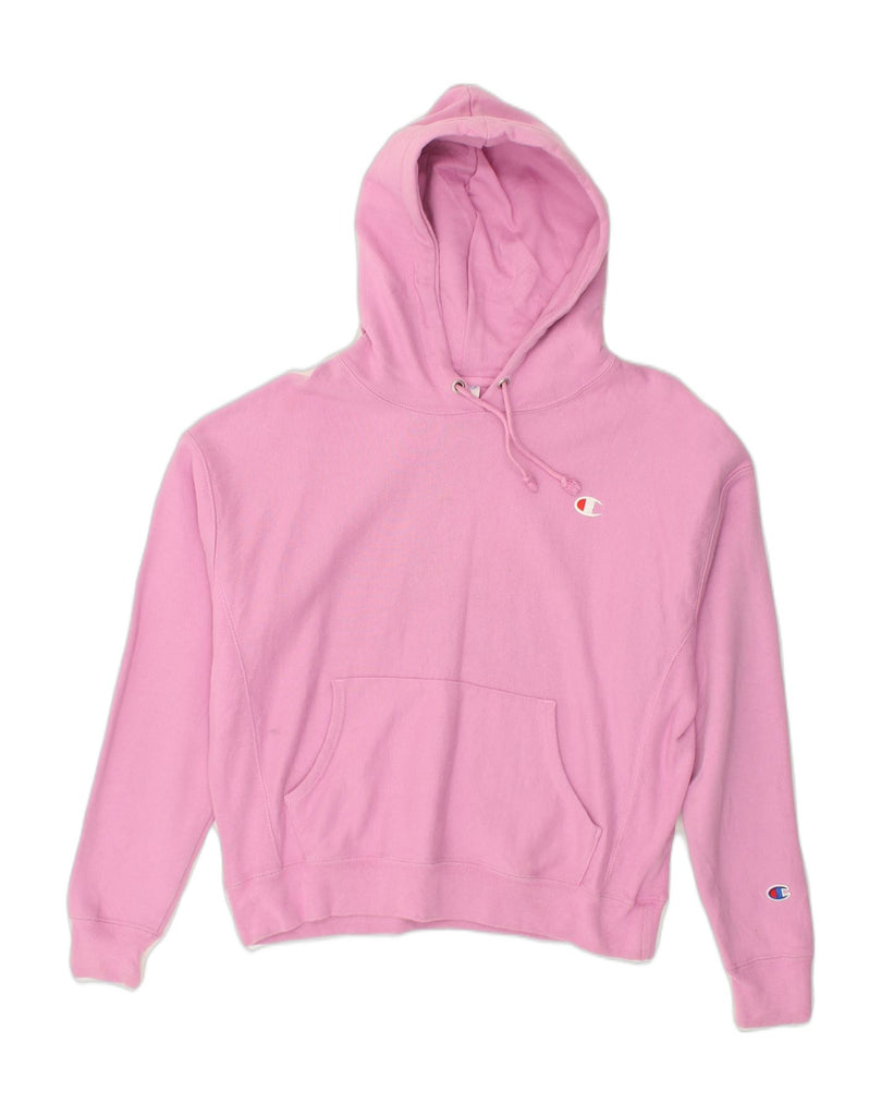 CHAMPION Womens Hoodie Jumper UK 16 Large Pink Cotton | Vintage Champion | Thrift | Second-Hand Champion | Used Clothing | Messina Hembry 