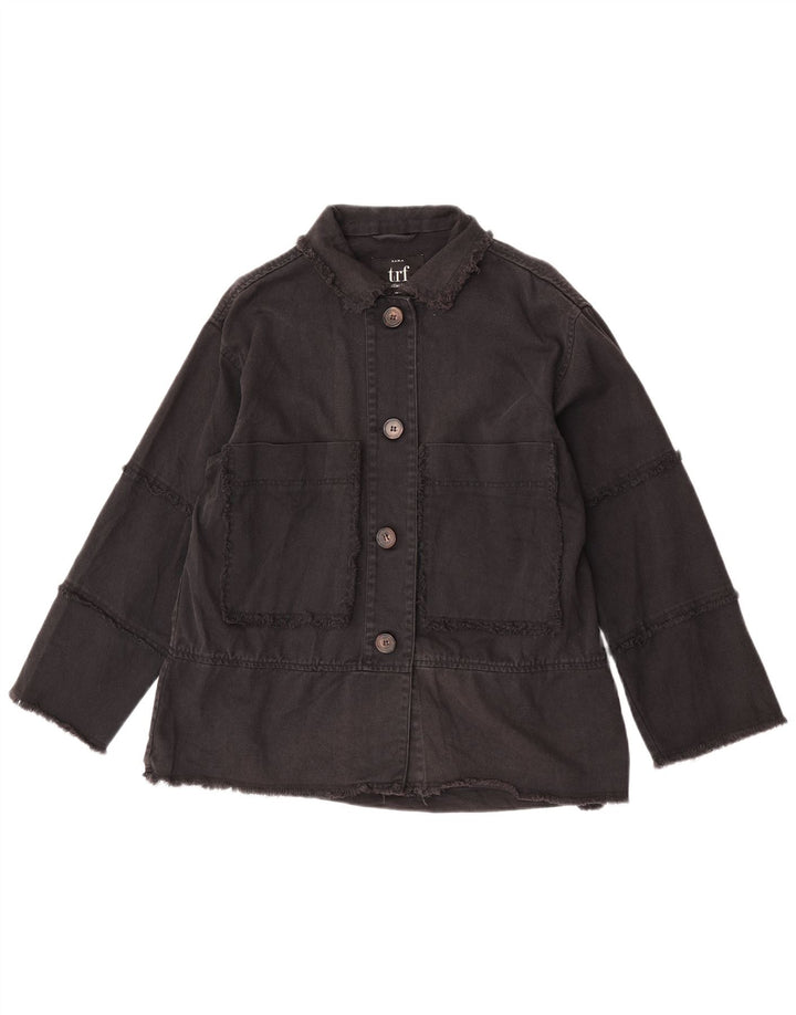 Zara Womens Trafaluc Denim Jacket UK 10 Small Black Cotton
