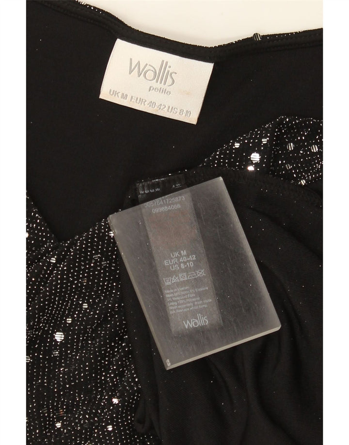 Wallis Womens Sleeveless Blouse Top UK 14 Medium Black Spotted Nylon