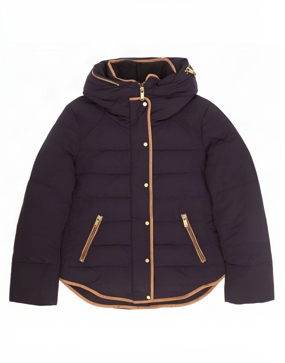 Zara Womens Hooded Padded Jacket UK 10 Small Navy Blue Polyester