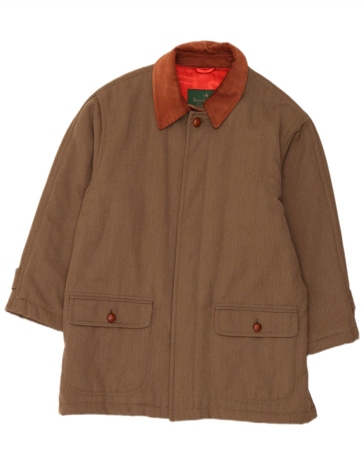 Brooksfield Mens Overcoat IT 50 Large Brown Colourblock