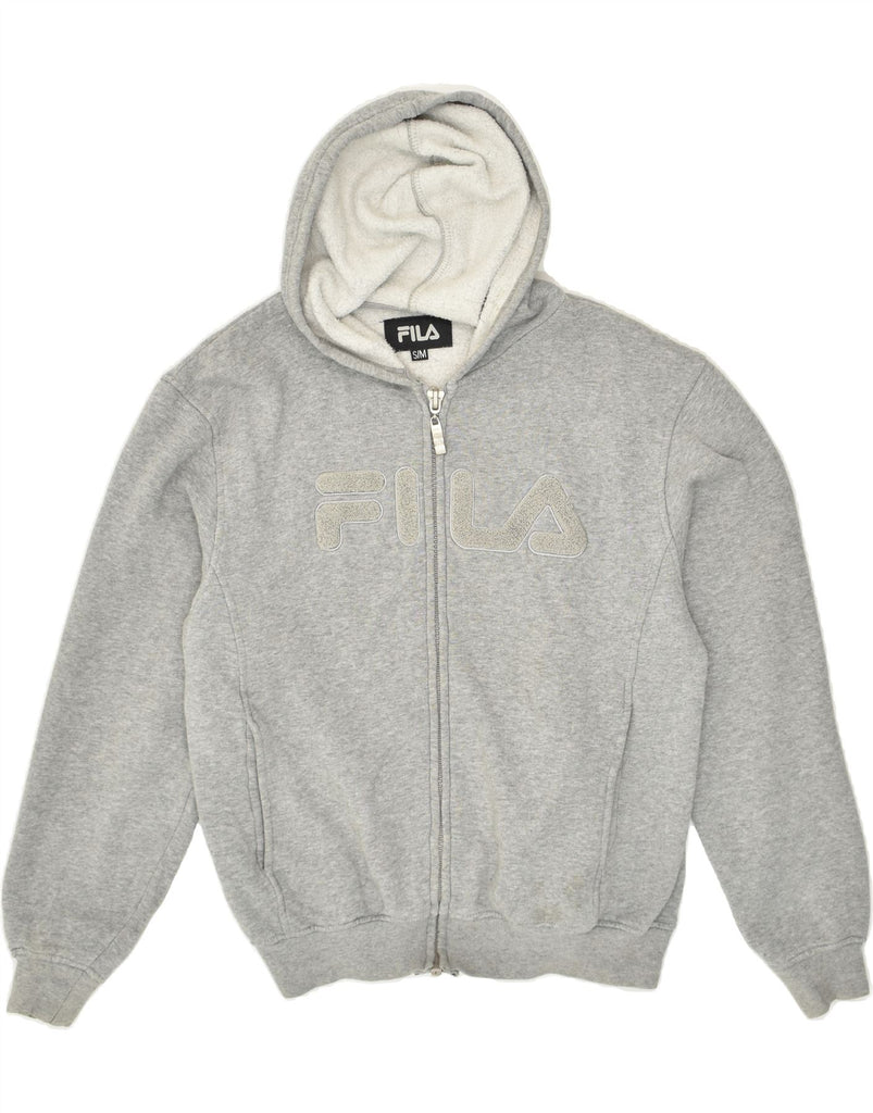 FILA Womens Graphic Zip Hoodie Sweater UK 10 Small Grey Cotton | Vintage Fila | Thrift | Second-Hand Fila | Used Clothing | Messina Hembry 