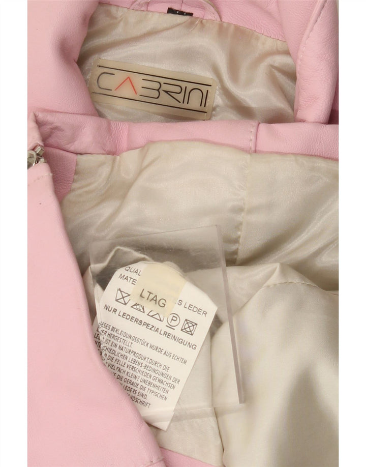 CABRINI Womens Leather Jacket UK 16 Large Pink Leather