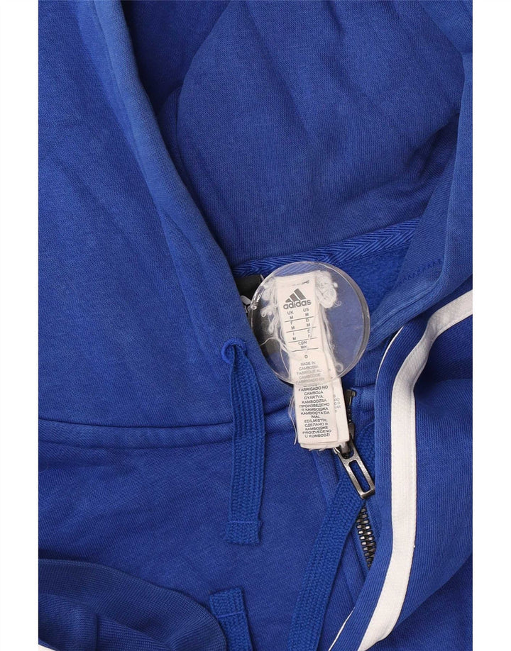 Adidas Mens Zip Hoodie Sweater Medium Blue Cotton