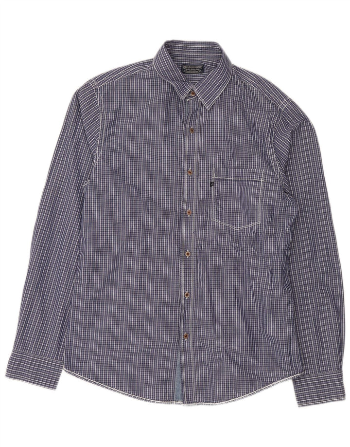 RALPH LAUREN Mens Shirt Medium Blue Gingham Cotton