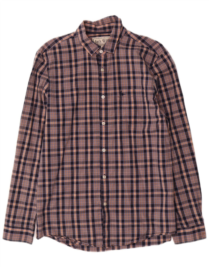 Jack Wills Mens Classic Fit Shirt Medium Blue Check Cotton