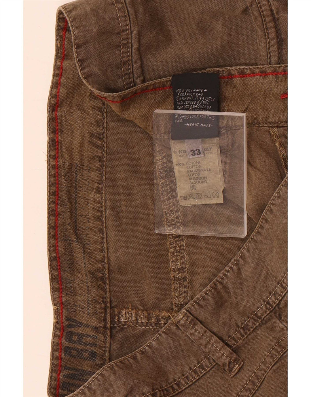 Scorpion Bay Mens Regular Casual Shorts W33 Medium Brown Cotton