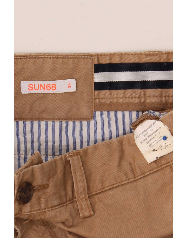 Sun68 Mens Chino Shorts W34 Large Brown Cotton