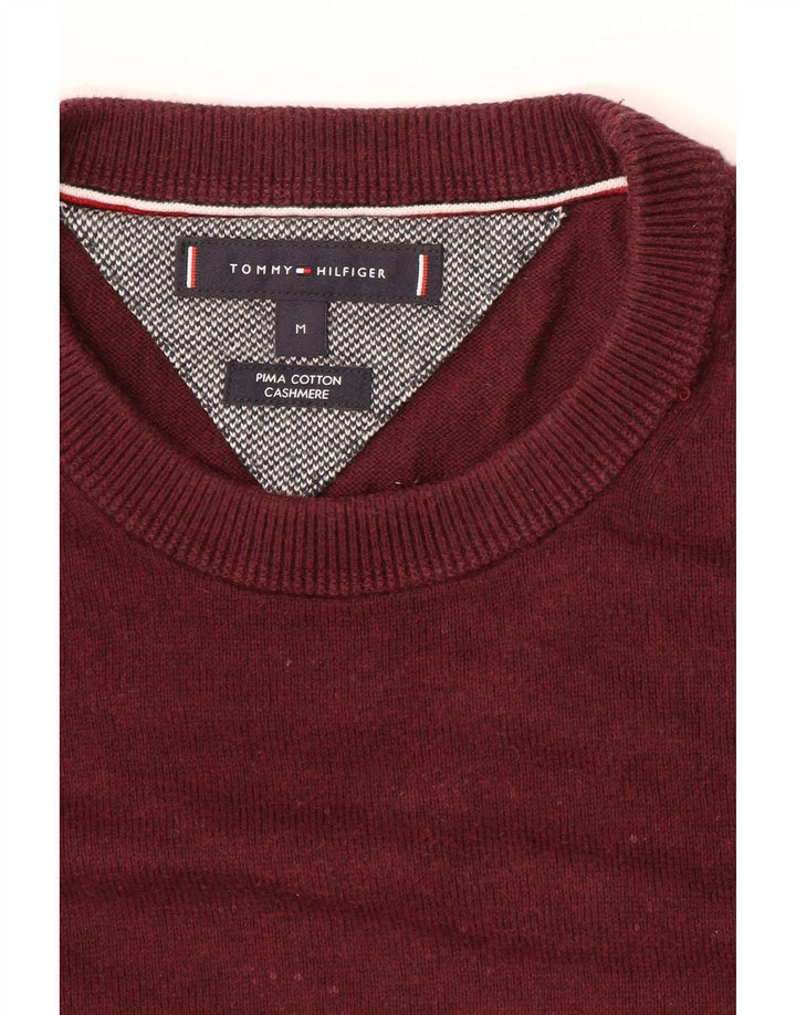 Tommy Hilfiger Mens Crew Neck Jumper Sweater Medium Maroon Cotton