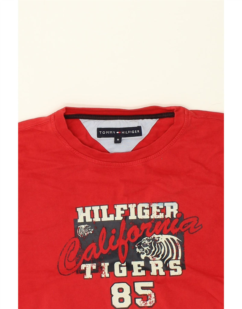 TOMMY HILFIGER Womens Graphic T-Shirt Top UK 14 Medium Red Cotton | Vintage Tommy Hilfiger | Thrift | Second-Hand Tommy Hilfiger | Used Clothing | Messina Hembry 