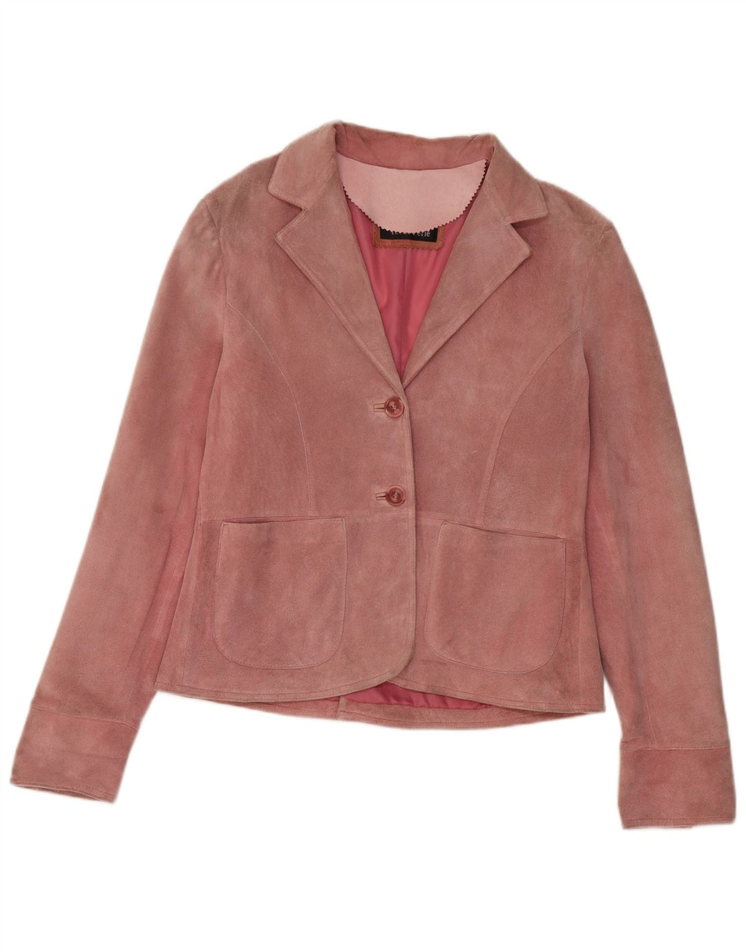 VINTAGE Womens 2 Button Suede Blazer Jacket IT 46 Large Pink Leather