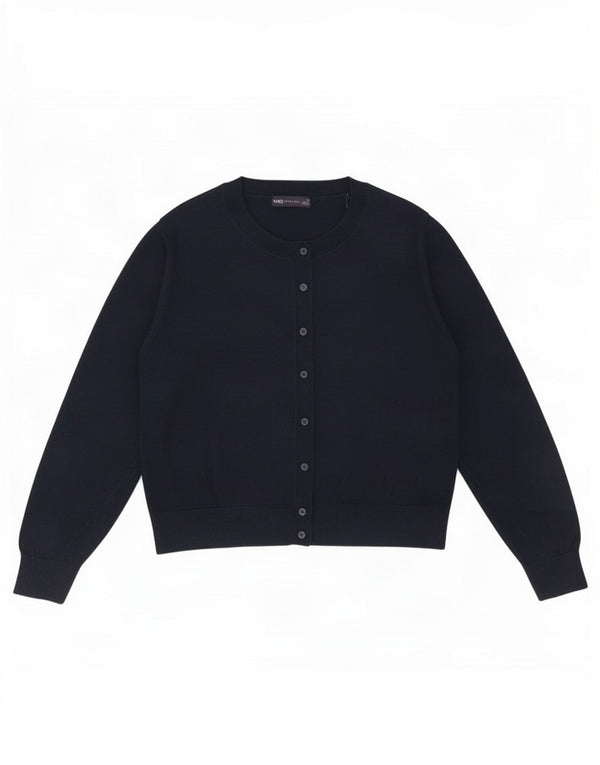 Marks & Spencer Womens Crop Cardigan Sweater UK 22 3XL Navy Blue Cotton
