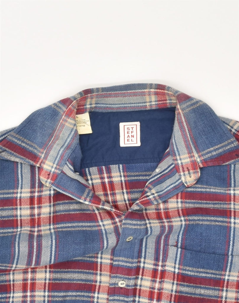 STEFANEL Mens Shirt Large  Blue Check Cotton | Vintage Stefanel | Thrift | Second-Hand Stefanel | Used Clothing | Messina Hembry 