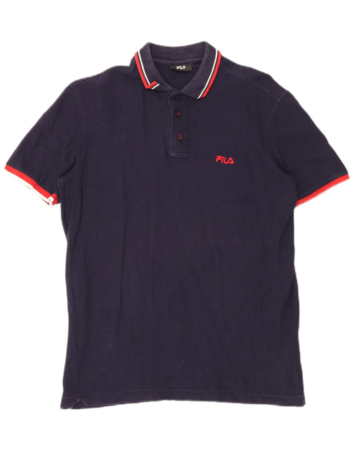 FILA Mens Polo Shirt Medium Navy Blue Cotton