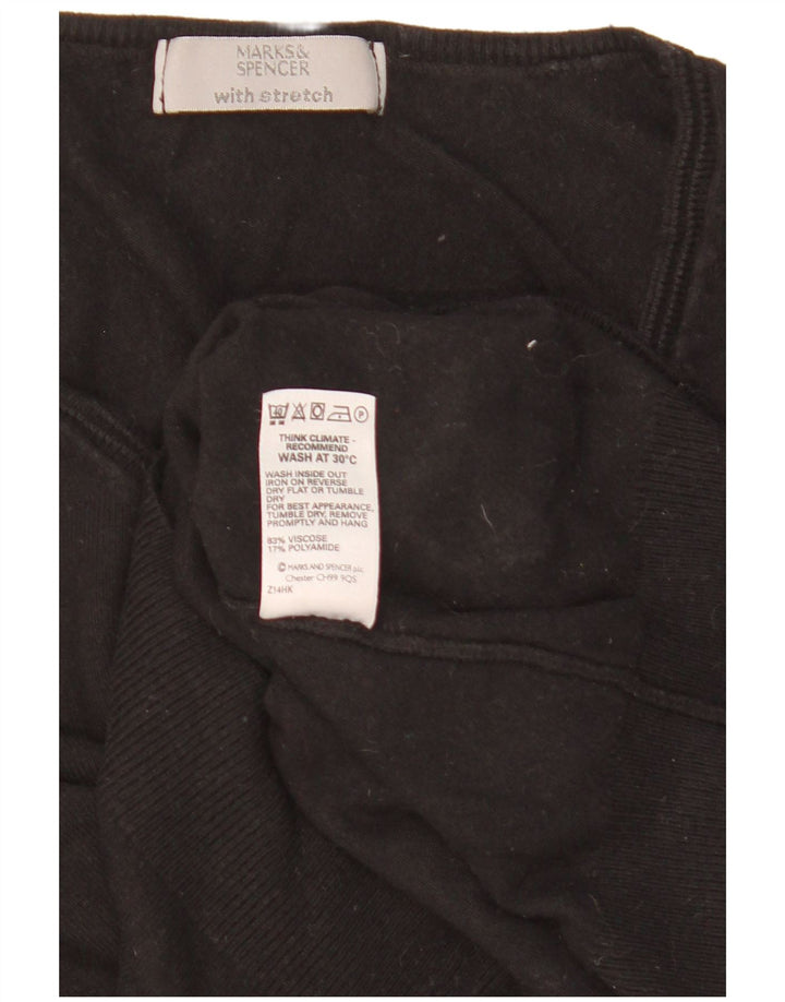 Marks & Spencer Womens Crop V-Neck Jumper Sweater UK 16 Large Black