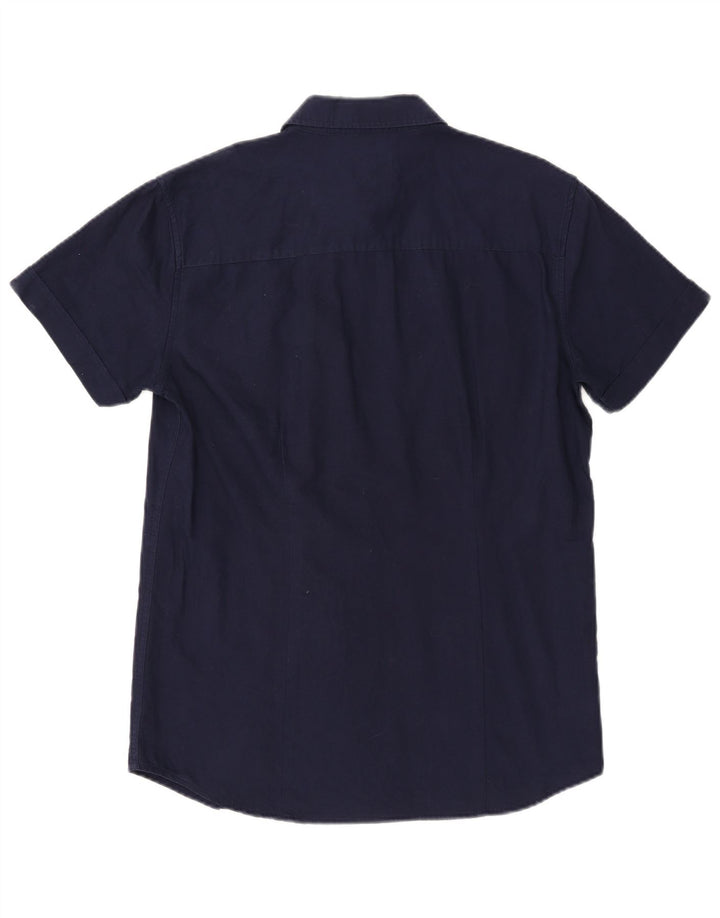 Wrangler Mens Slim Fit Shirt Large Navy Blue Cotton