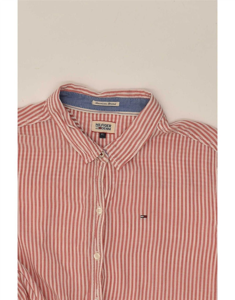 TOMMY HILFIGER Womens Shirt UK 18 XL Pink Pinstripe Vintage Tommy Hilfiger and Second-Hand Tommy Hilfiger from Messina Hembry 