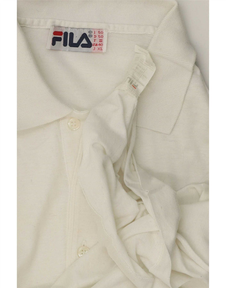 Fila Mens Graphic Polo Shirt IT 50 Medium White Colourblock Cotton