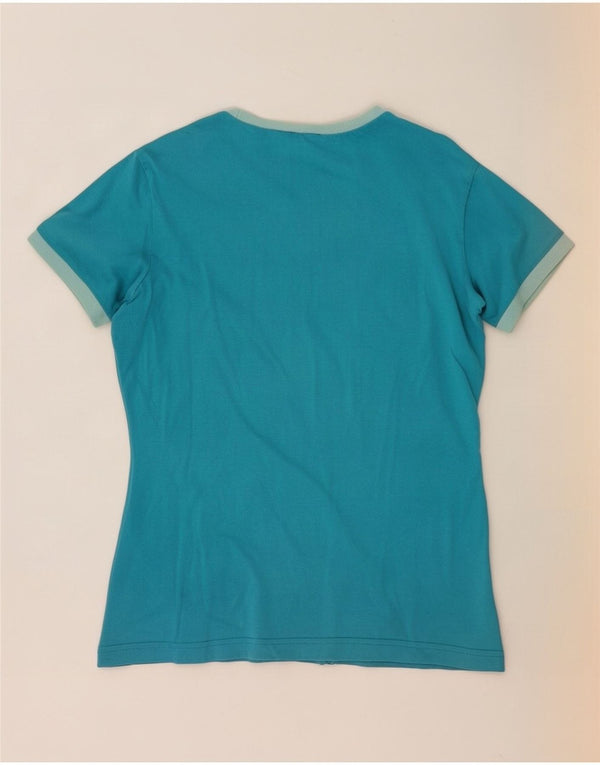 Adidas Womens T-Shirt Top UK 14 Large Blue Cotton