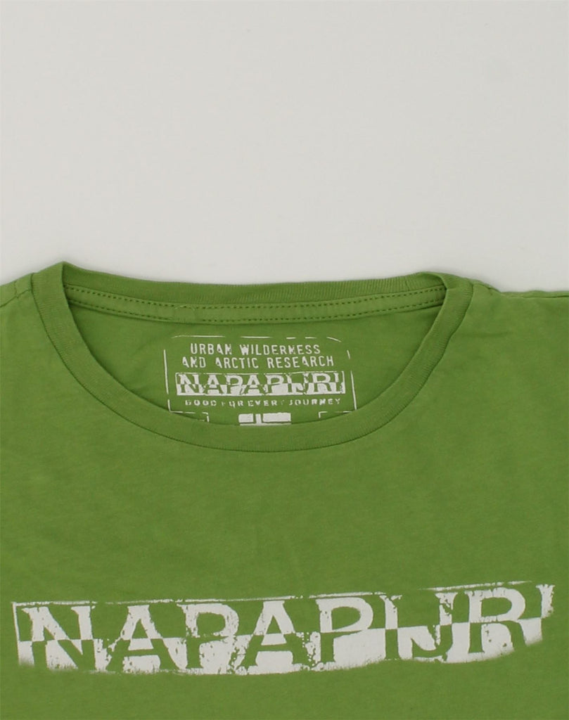 NAPAPIJRI Boys Graphic T-Shirt Top 9-10 Years Green Cotton | Vintage Napapijri | Thrift | Second-Hand Napapijri | Used Clothing | Messina Hembry 