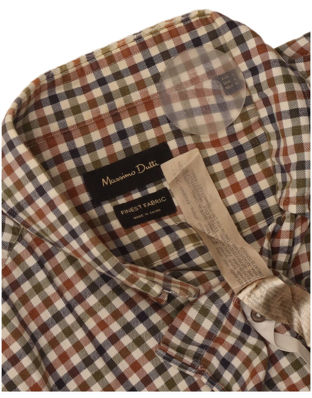 Massimo Dutti Mens Shirt Large Multicoloured Check Cotton