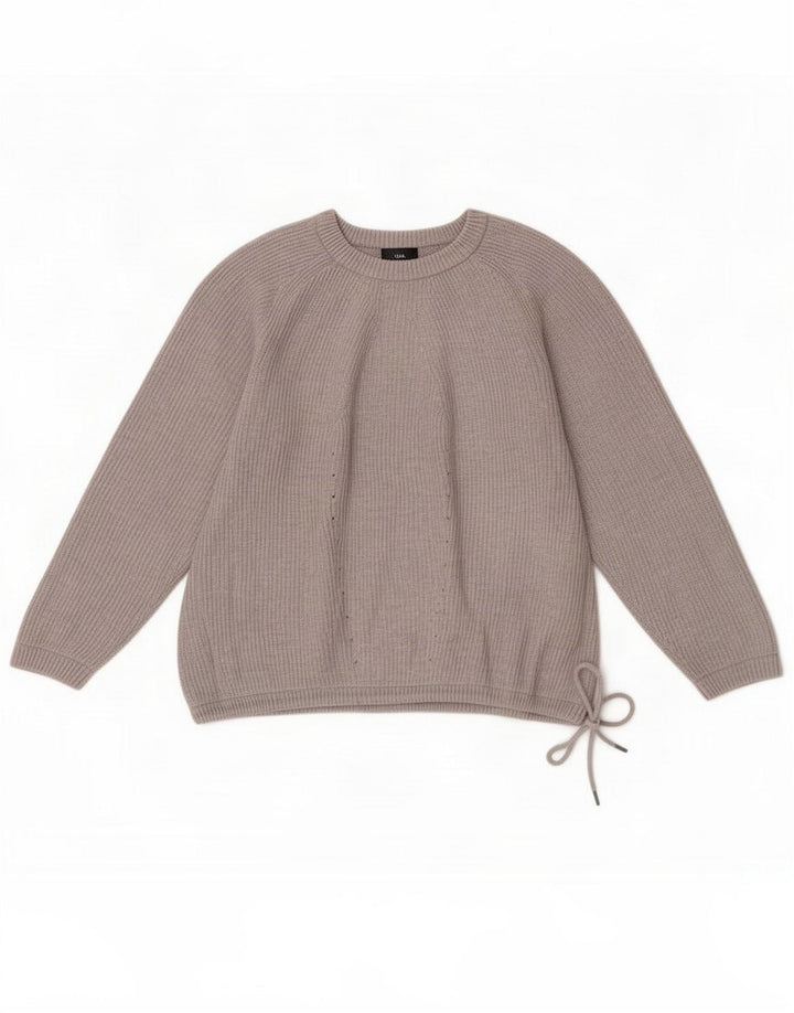 Massimo Dutti Womens Oversized Crew Neck Jumper Sweater UK 10 Small Grey