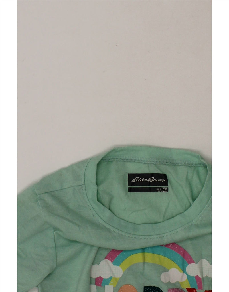 EDDIE BAUER Girls Graphic T-Shirt Top 7-8 Years Small Turquoise Polyester Vintage Eddie Bauer and Second-Hand Eddie Bauer from Messina Hembry 