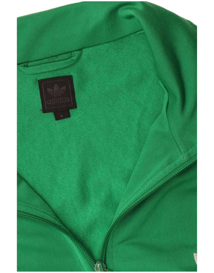 Adidas Mens Tracksuit Top Jacket Large Green Polyester