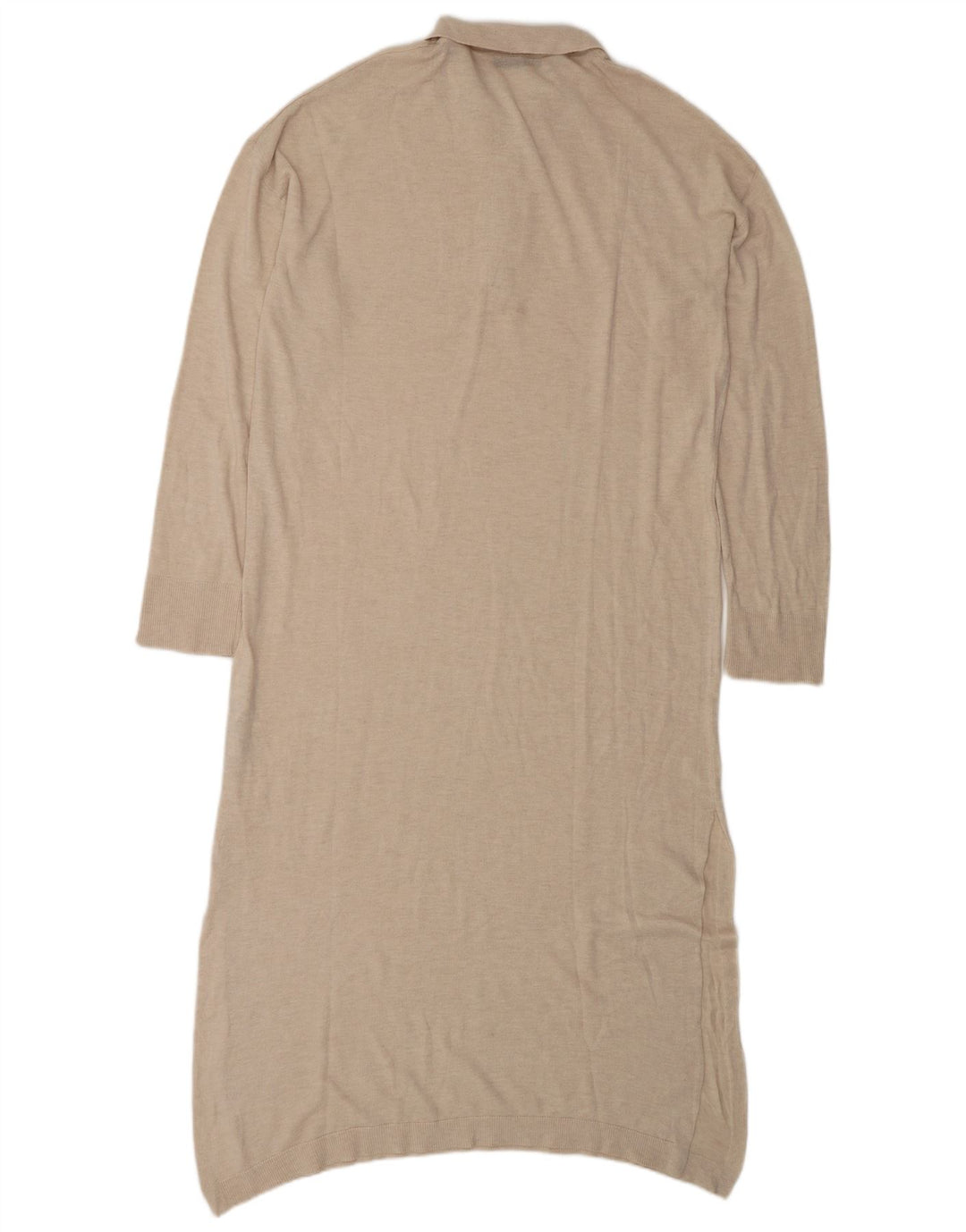 Zara Womens Long Sleeve Oversized Polo Dress UK 10 Small Beige Polyester