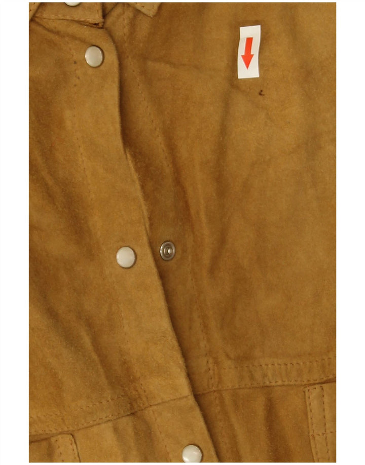 Maurizio Saturni Womens Oversized Suede Shirt IT 44 Medium Beige Leather