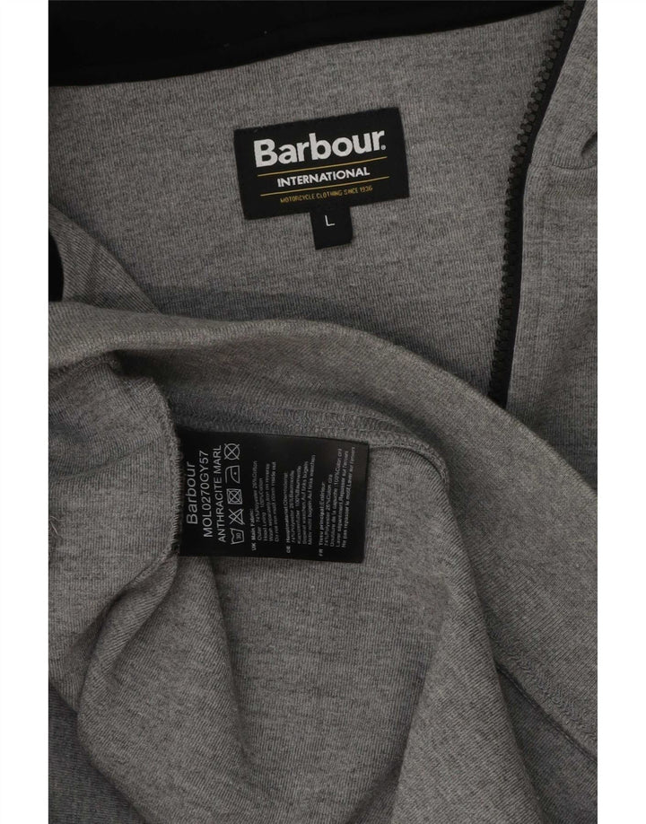 Barbour Mens Zip Hoodie Sweater Large Grey Polyester