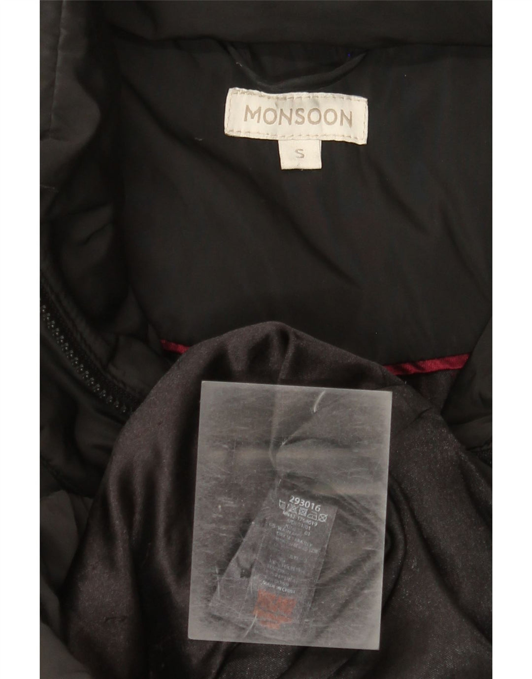 Monsoon Womens Longline Padded Coat UK 10 Small Black Polyester