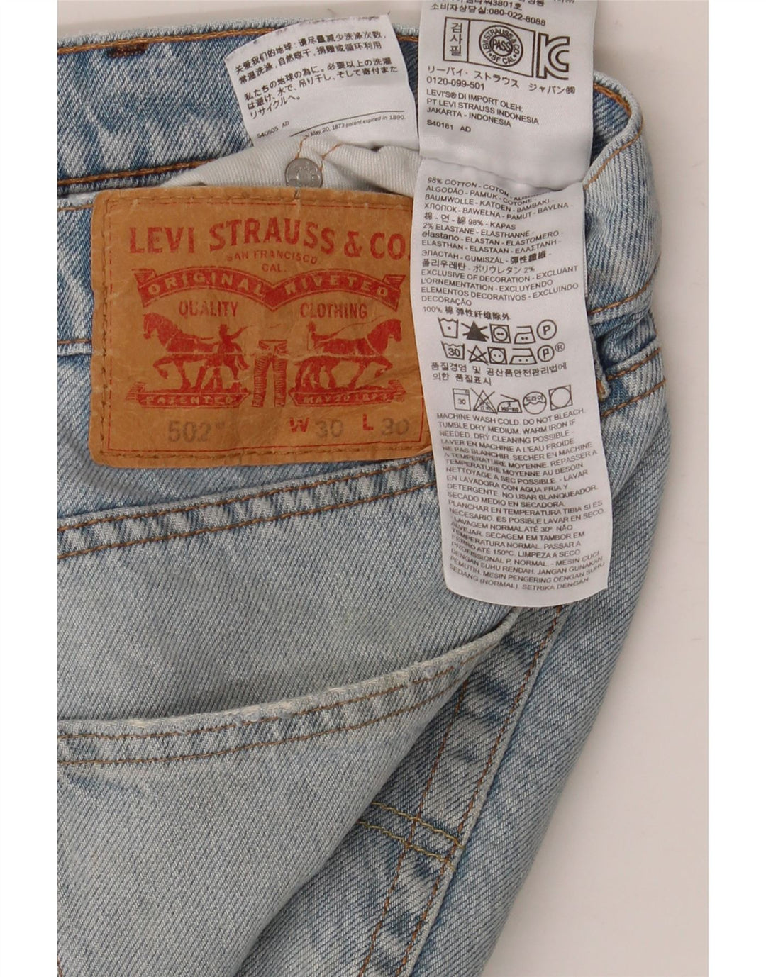 Levi's Mens 502 Tapered Jeans W30 L30 Blue Cotton