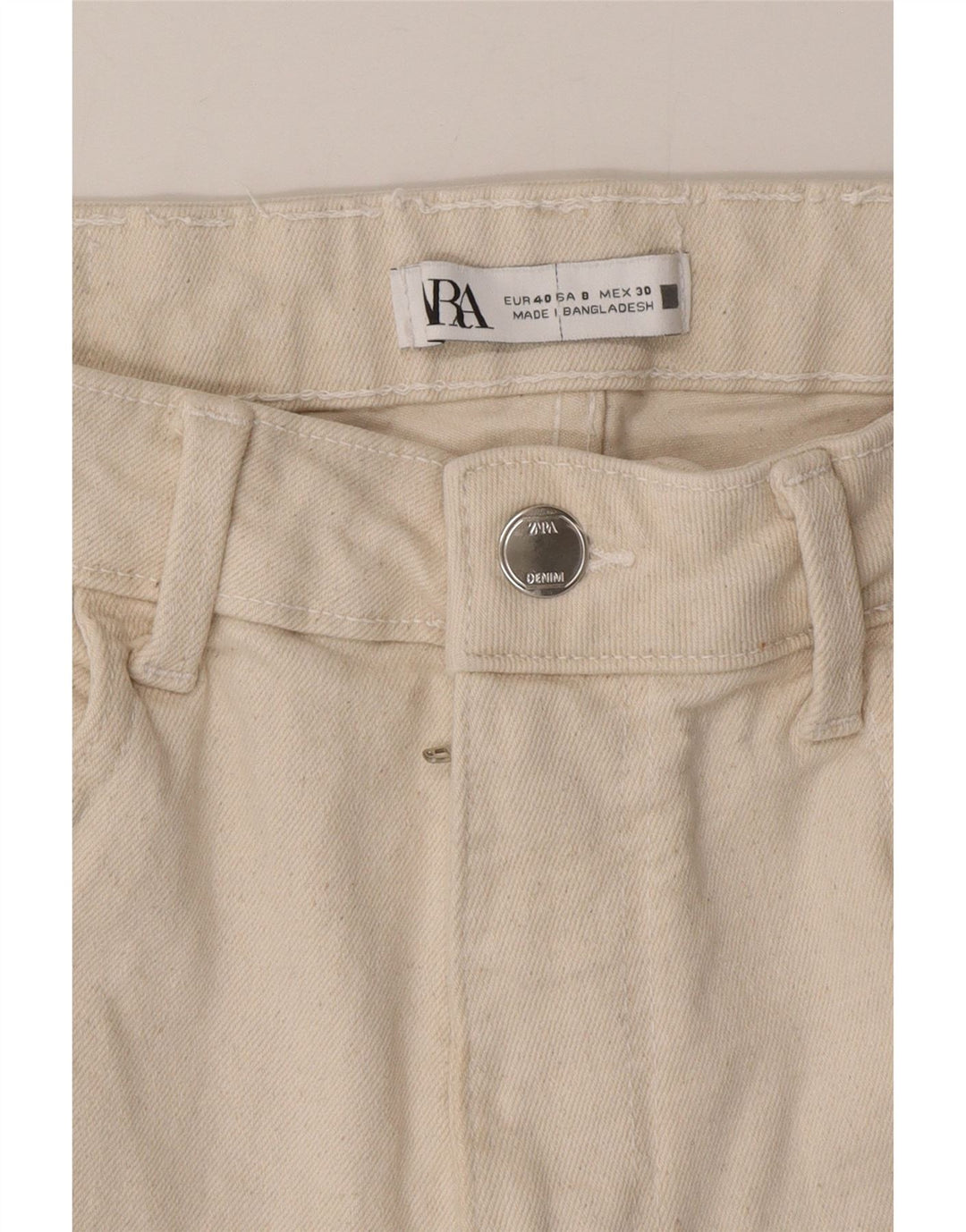Zara Womens Cropped Jeans EU 40 Medium W30 L25 Beige Cotton