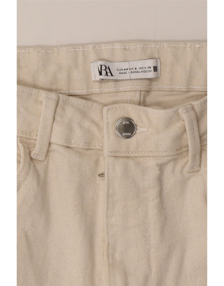 Zara Womens Cropped Jeans EU 40 Medium W30 L25 Beige Cotton