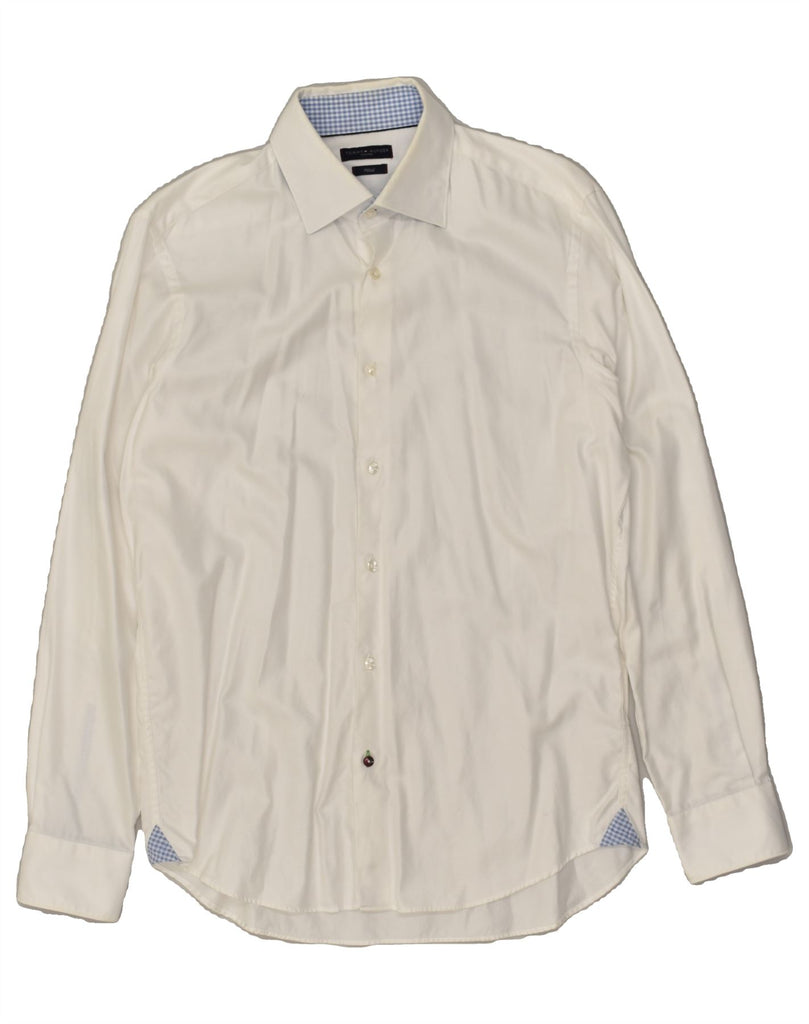 TOMMY HILFIGER Mens Fitted Shirt Size 40 14 3/4 Medium White Cotton Vintage Tommy Hilfiger and Second-Hand Tommy Hilfiger from Messina Hembry 