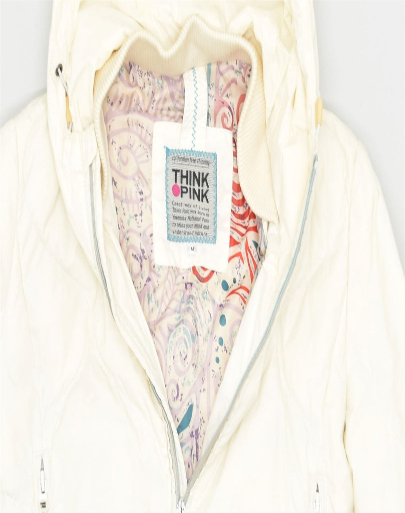 THINK PINK Womens Hooded Padded Coat UK 14 Medium Off White | Vintage | Thrift | Second-Hand | Used Clothing | Messina Hembry 