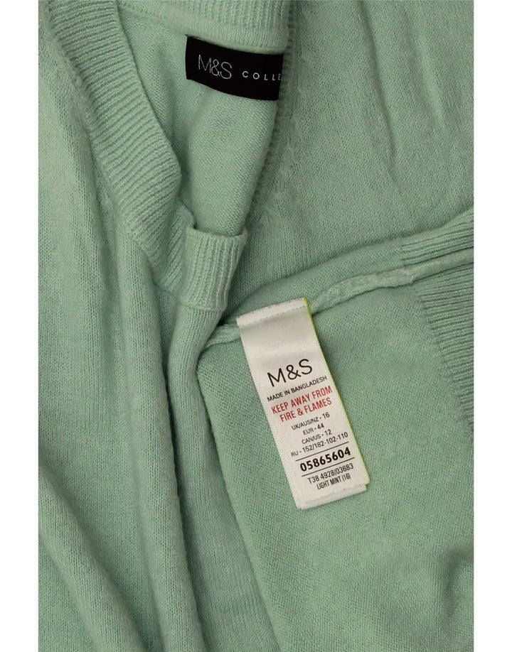 Marks & Spencer Womens Crew Neck Jumper Sweater UK 16 Large Turquoise