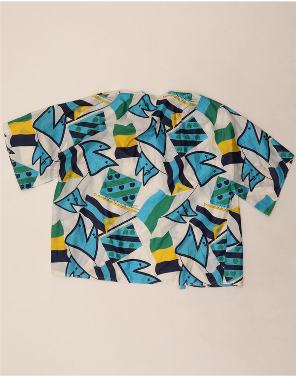 Vintage Womens Short Sleeve Shirt Blouse UK 18 XL Multicoloured Geometric