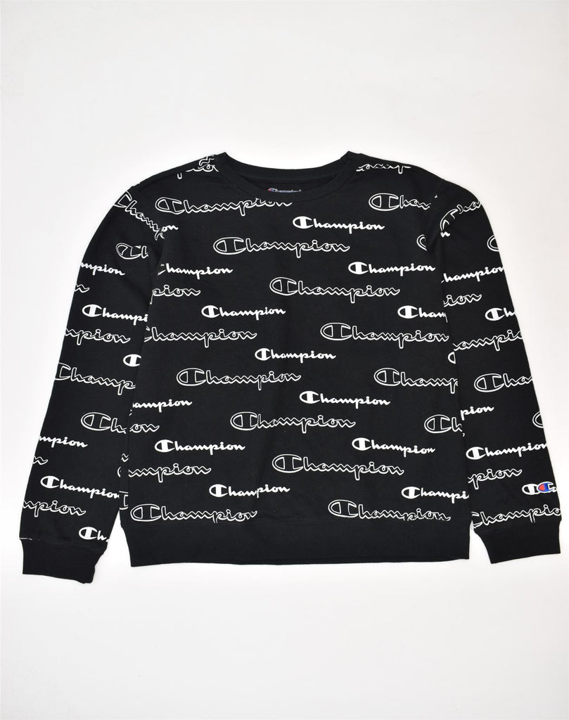 CHAMPION Boys Sweatshirt Jumper 14-15 Years XL Black Cotton | Vintage | Thrift | Second-Hand | Used Clothing | Messina Hembry 