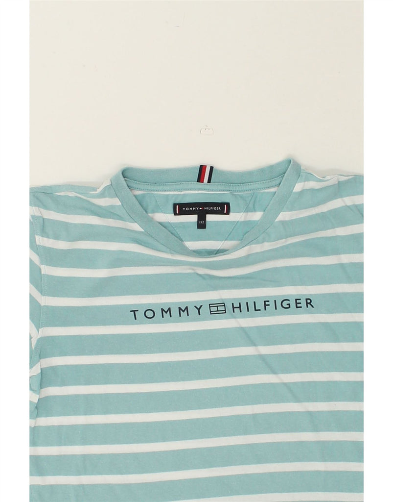 TOMMY HILFIGER Boys T-Shirt Top 11-12 Years Blue Striped Cotton | Vintage Tommy Hilfiger | Thrift | Second-Hand Tommy Hilfiger | Used Clothing | Messina Hembry 