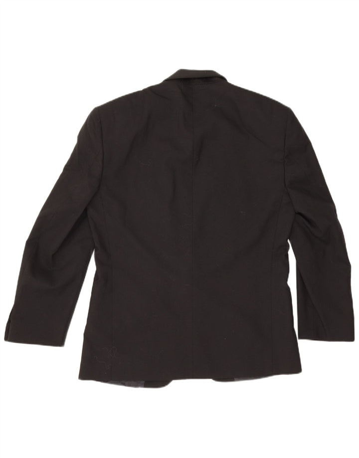 Vintage Mens 1 Button Blazer Jacket IT 48 Medium Black Virgin Wool Classic